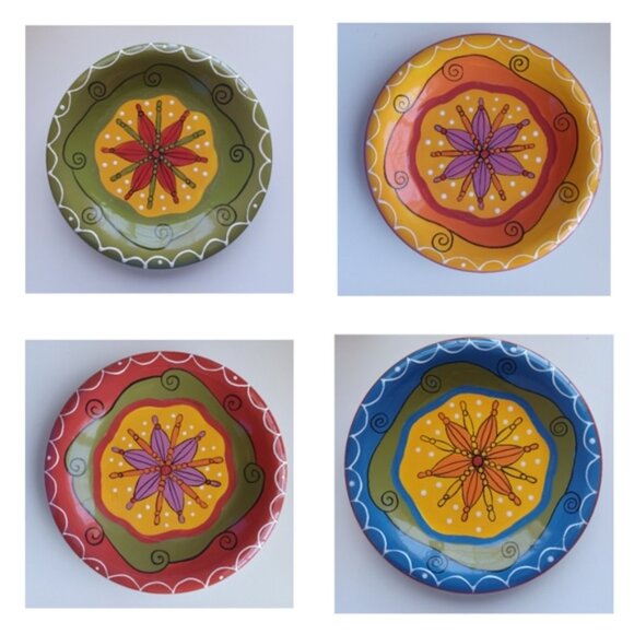 Pier 1 Hand-Painted Ironstone Salad Plate Set | 4 Piece | 8.25” Diameter - Picture 7 of 7